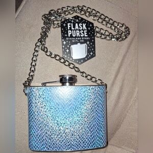 NWT Silver Flask Purse with Chain Strap Unique